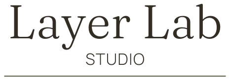 Layer Lab Studio logo on a light beige background